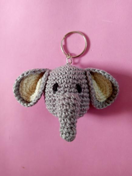 Chaveiro Elefante em Crochê Amigurumi