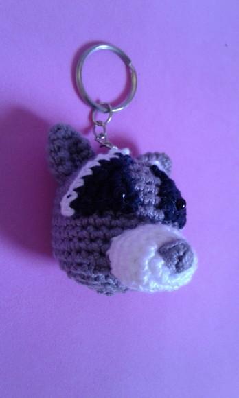 Chaveiro Guaxinim em Crochê Amigurumi