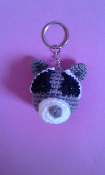 Chaveiro Guaxinim em Crochê Amigurumi