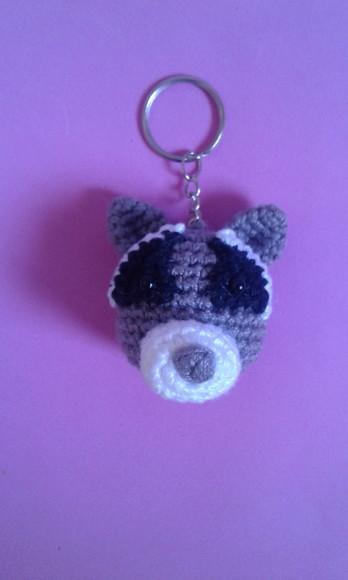 Chaveiro Guaxinim em Crochê Amigurumi