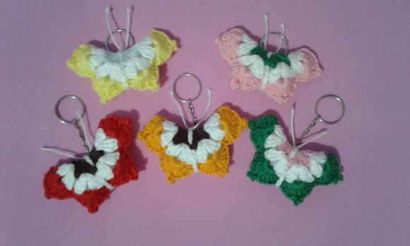 Chaveiros Borboletas em Crochê Amigurumi