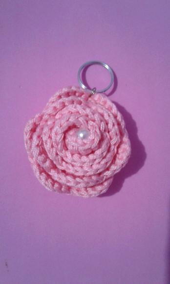 Chaveiros Rosas em Crochê Amigurumi