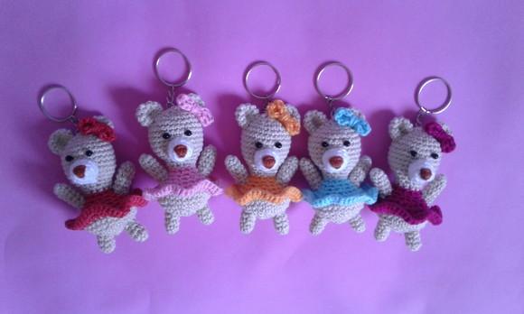 Chaveiros Ursinhas em Crochê Amigurumi