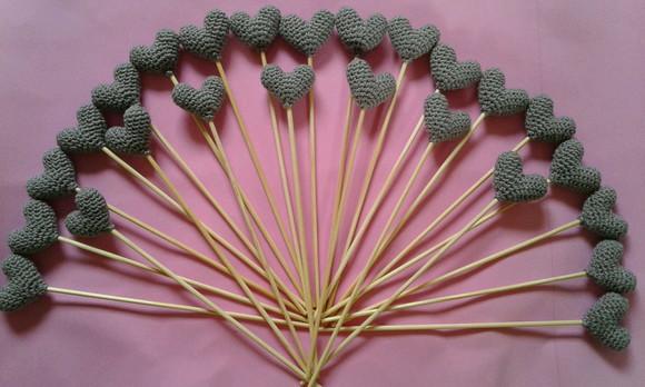 Palitos para Aromatizador com Coração de Amigurumi