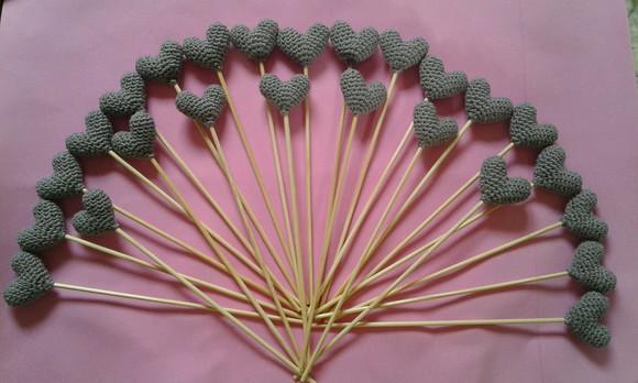 Palitos para Aromatizador com Coração de Amigurumi