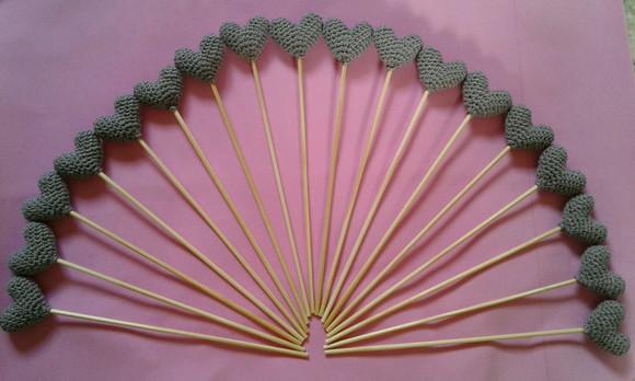 Palitos para Aromatizador com Coração de Amigurumi