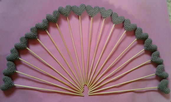 Palitos para Aromatizador com Coração de Amigurumi