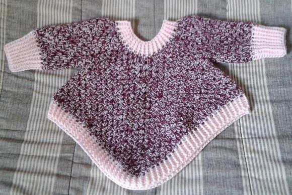Poncho Para Bebês de Crochê - 1 ano