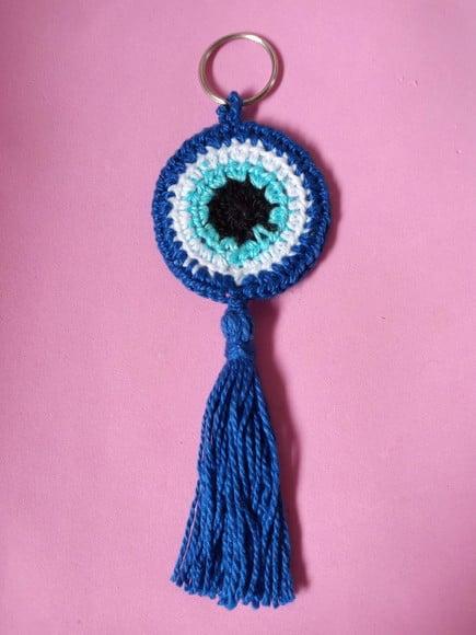 Chaveiro de Olho Grego em Crochê Amigurumi