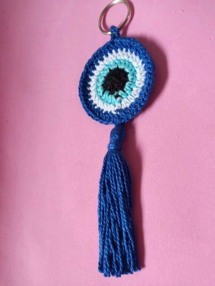 Chaveiro de Olho Grego em Crochê Amigurumi