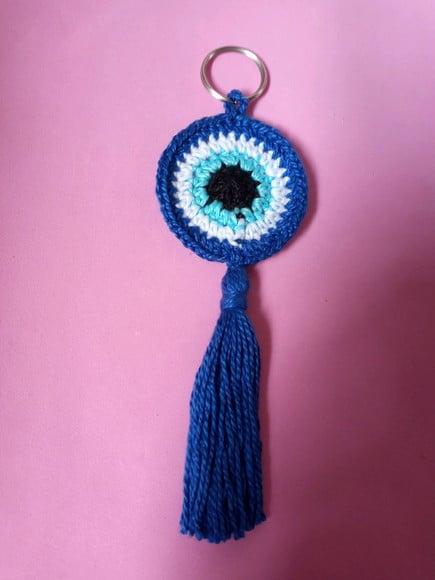 Chaveiro de Olho Grego em Crochê Amigurumi