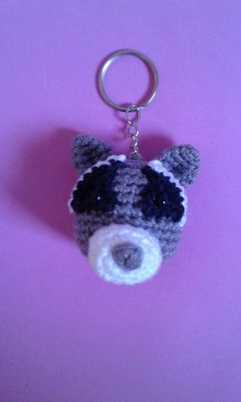 Chaveiro Guaxinim em Crochê Amigurumi