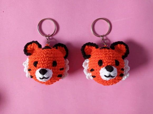 Chaveiro Tigre em Crochê Amigurumi