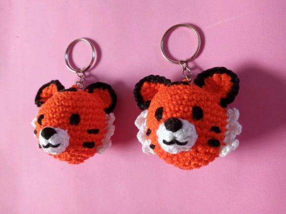 Chaveiro Tigre em Crochê Amigurumi