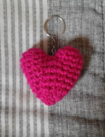 Chaveiros Corações em Crochê Amigurumi