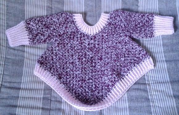 Poncho Para Bebês de Crochê - 1 ano