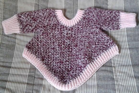 Poncho Para Bebês de Crochê - 1 ano