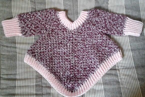 Poncho Para Bebês de Crochê - 1 ano