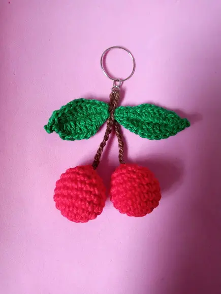 Chaveiro Cerejas em Crochê Amigurumi
