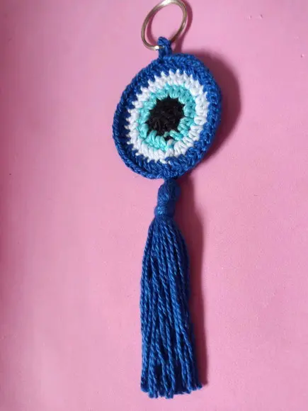 Chaveiro de Olho Grego em Crochê Amigurumi