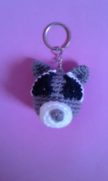 Chaveiro Guaxinim em Crochê Amigurumi