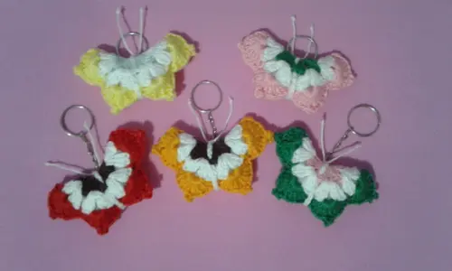 Chaveiros Borboletas em Crochê Amigurumi