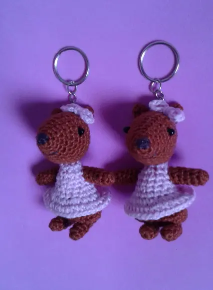 Chaveiros Esquilos em Crochê Amigurumi