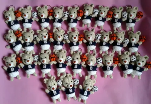Chaveiros Ursinhos com Bolinhas em Crochê Amigurumi
