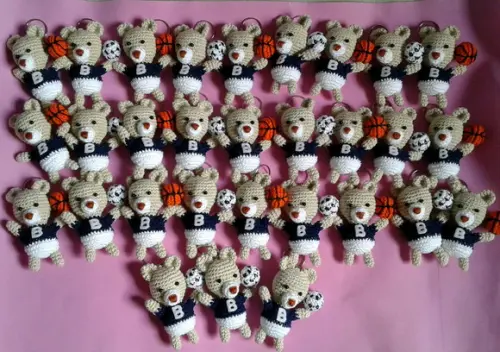 Chaveiros Ursinhos com Bolinhas em Crochê Amigurumi