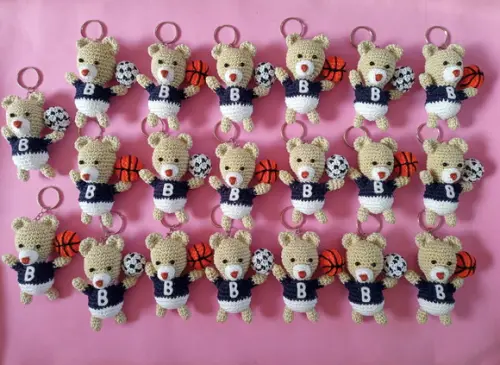 Chaveiros Ursinhos com Bolinhas em Crochê Amigurumi
