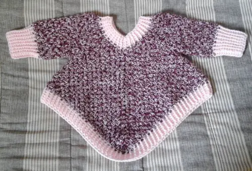 Poncho Para Bebês de Crochê - 1 ano