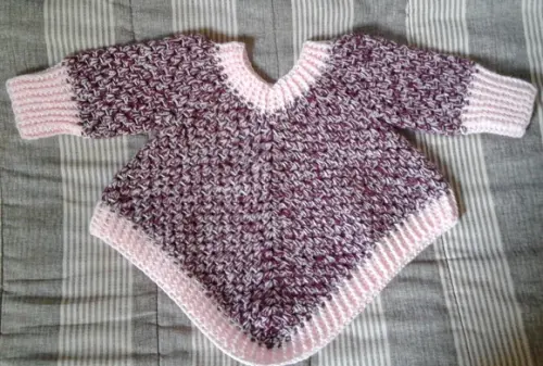 Poncho Para Bebês de Crochê - 1 ano