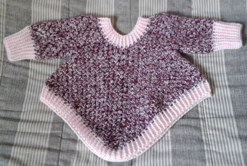 Poncho Para Bebês de Crochê - 1 ano