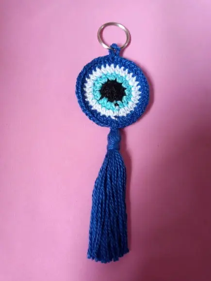 Chaveiro de Olho Grego em Crochê Amigurumi