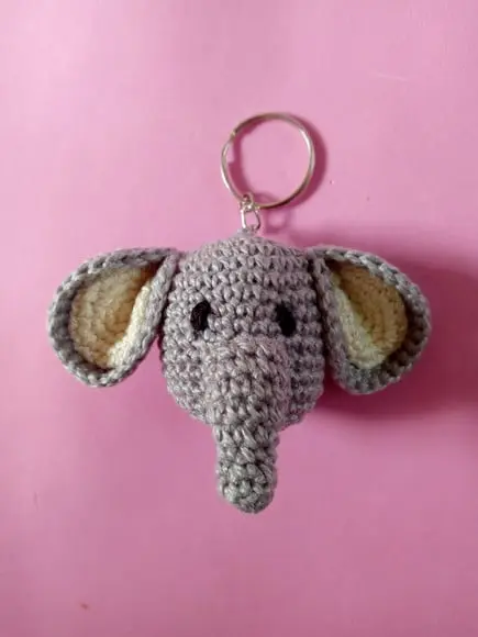 Chaveiro Elefante em Crochê Amigurumi
