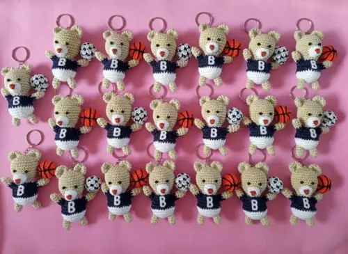 Chaveiros Ursinhos com Bolinhas em Crochê Amigurumi