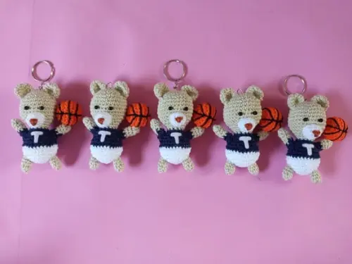 Chaveiros Ursinhos com Bolinhas em Crochê Amigurumi