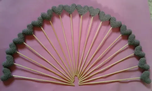 Palitos para Aromatizador com Coração de Amigurumi
