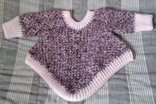 Poncho Para Bebês de Crochê - 1 ano