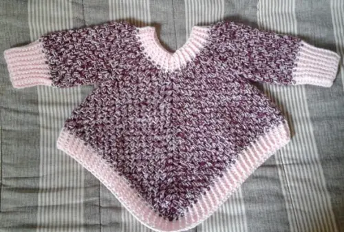 Poncho Para Bebês de Crochê - 1 ano