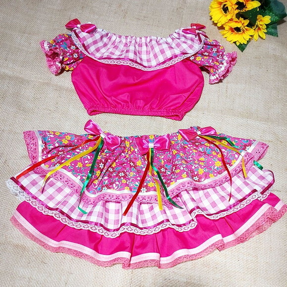 Conjunto Junino Charmosinha Pink