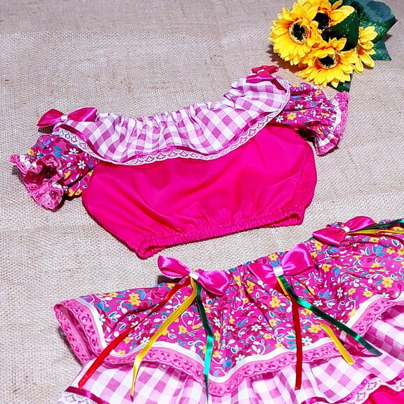 Conjunto Junino Charmosinha Pink
