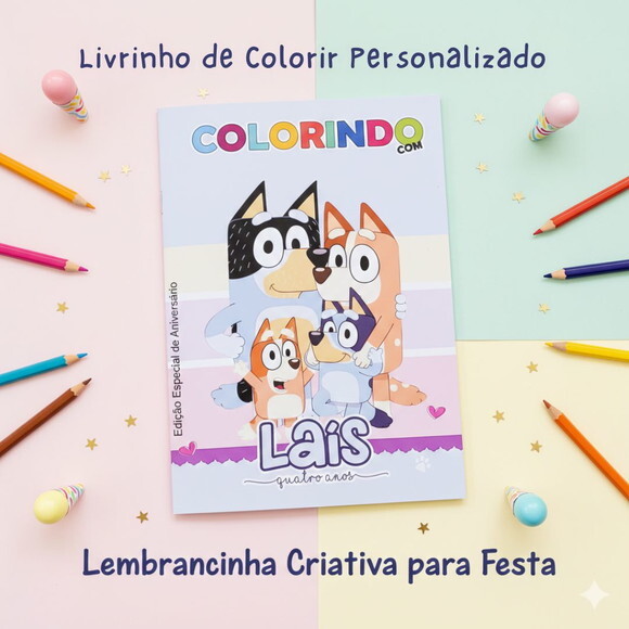 Kit 20 Livrinhos de Colorir com Atividades Bluey