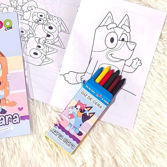 Kit Livrinhos de Colorir e Atividades + Giz de Cera Personal