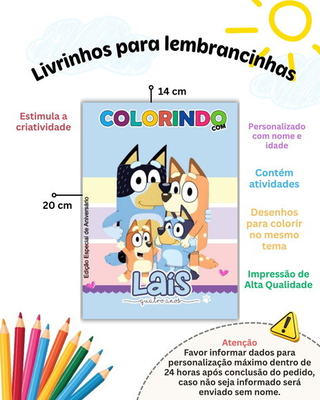 Kit Livrinhos de Colorir e Atividades + Giz de Cera Personal