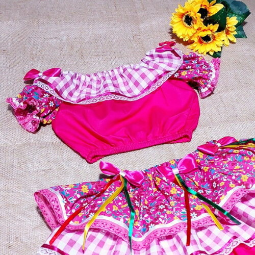 Conjunto Junino Charmosinha Pink