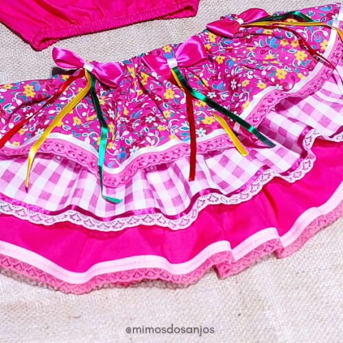 Conjunto Junino Charmosinha Pink - Pronta Entrega