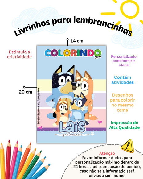 Kit Livrinhos de Colorir e Atividades + Giz de Cera Personal