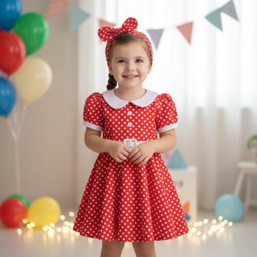 Vestido Infantil Retrô Anos 50 - Estilo Rockabilly