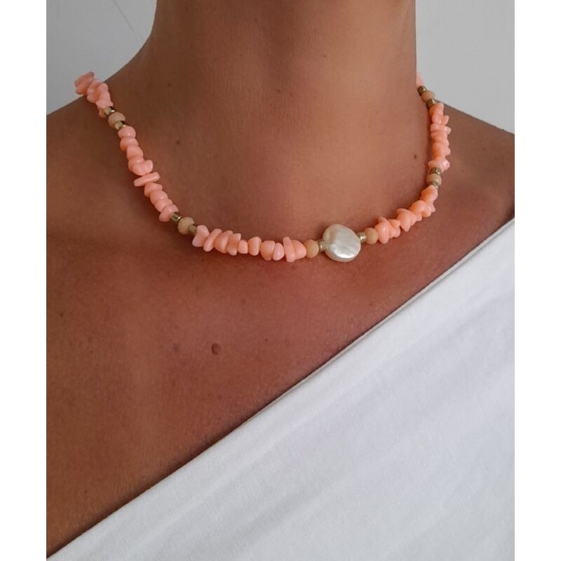Colar Choker Salmão com Cristais |  Tendência Moda Feminina